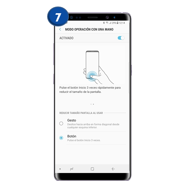Galaxy Note8: ¿Qué es y cómo utilizar la operación con una mano?