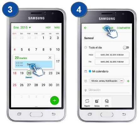 Galaxy J1 Mini (2016) - ¿Cómo eliminar eventos?