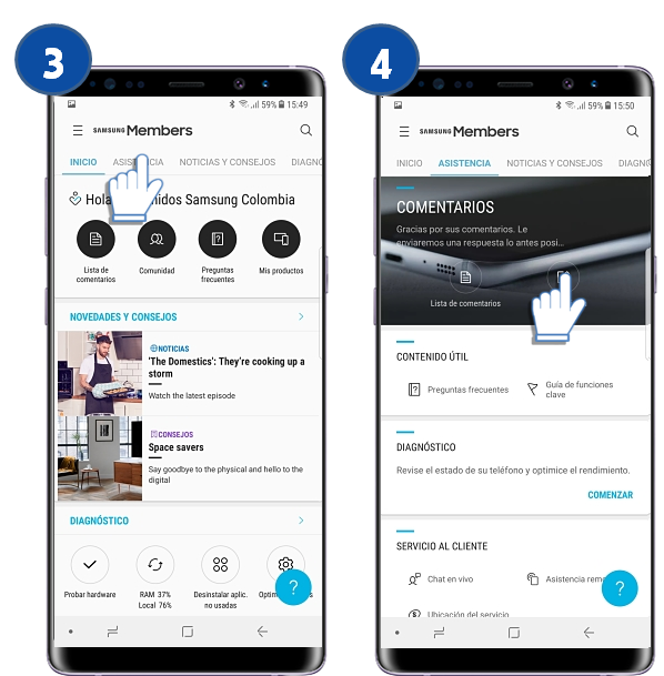 Galaxy Note8: ¿Cómo hacer una consulta desde Samsung Members?