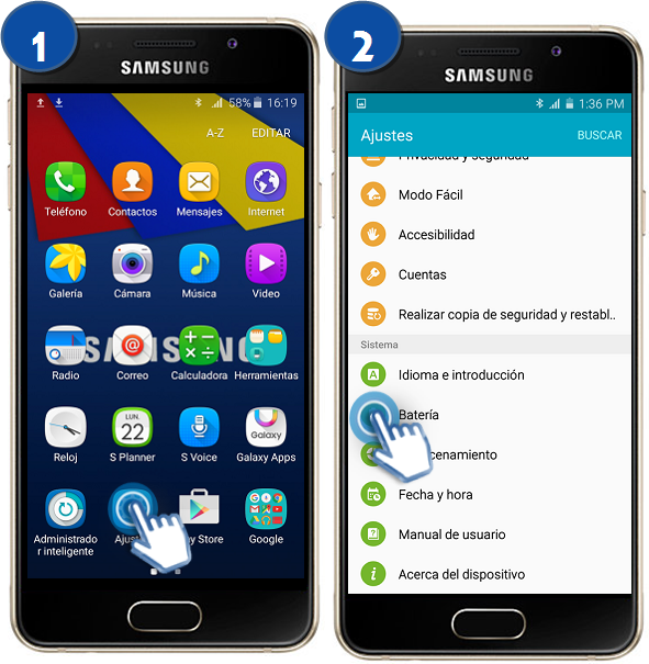 Galaxy A3 (2016) - ¿Cómo habilitar el porcentaje del consumo de la batería?