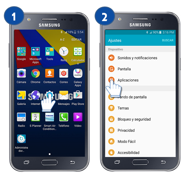 Galaxy J5 (2015) - ¿Cómo desinstalar o desactivar una aplicación?