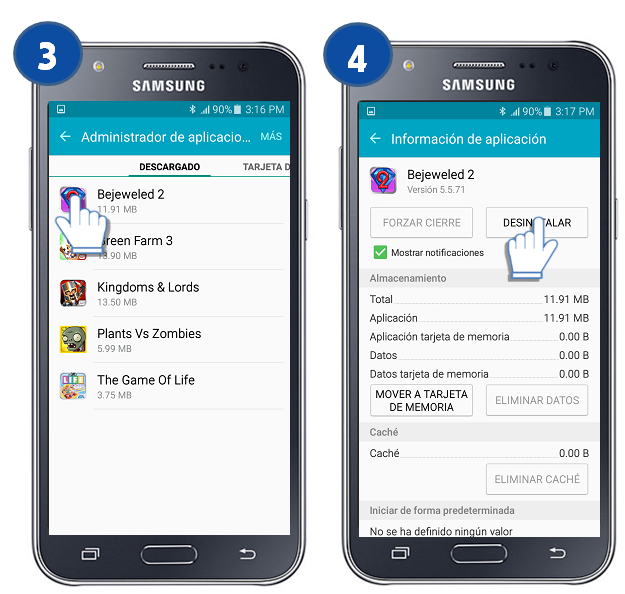 Galaxy J5 (2015) - ¿Cómo desinstalar o desactivar una aplicación?
