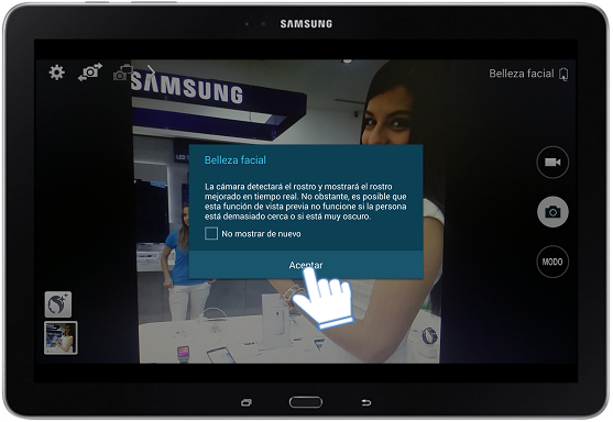 Galaxy Note Pro (12.2, LTE) - ¿Cómo activar el Modo Belleza facial?
