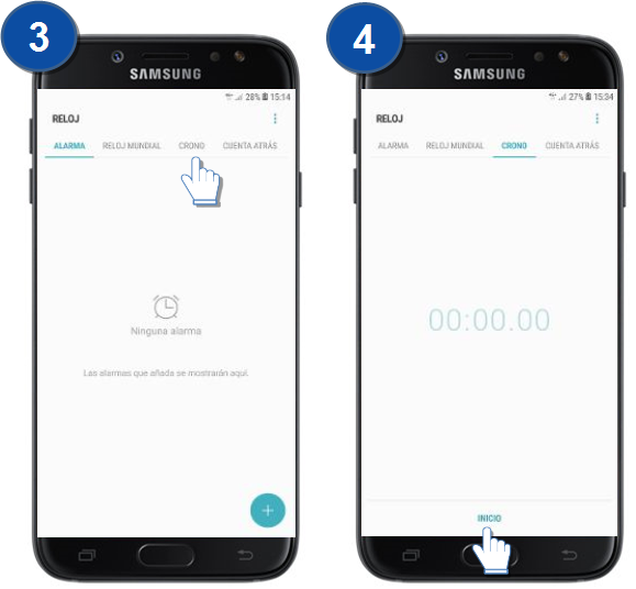 Galaxy J7 Pro - ¿Cómo utilizar el Cronómetro?