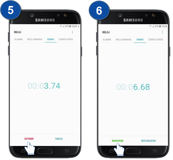 Galaxy J7 Pro - ¿Cómo utilizar el Cronómetro?
