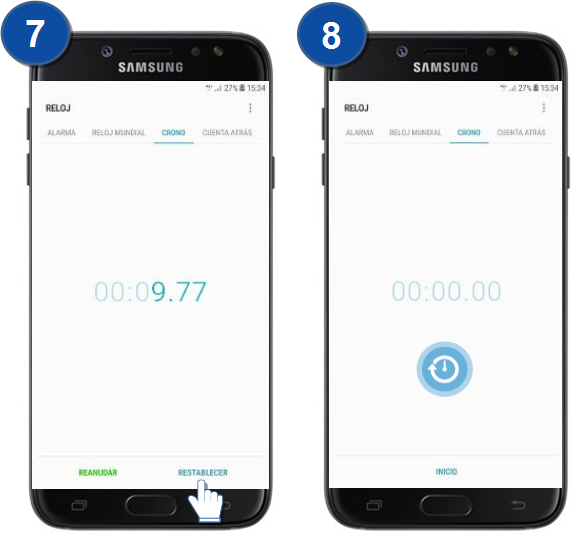 Galaxy J7 Pro - ¿Cómo utilizar el Cronómetro?