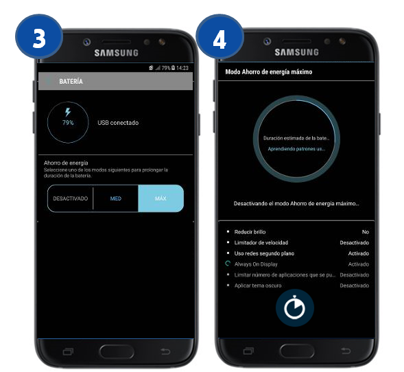 Galaxy J7 Pro - ¿Cómo desactivar el modo de ahorro de energía máximo?