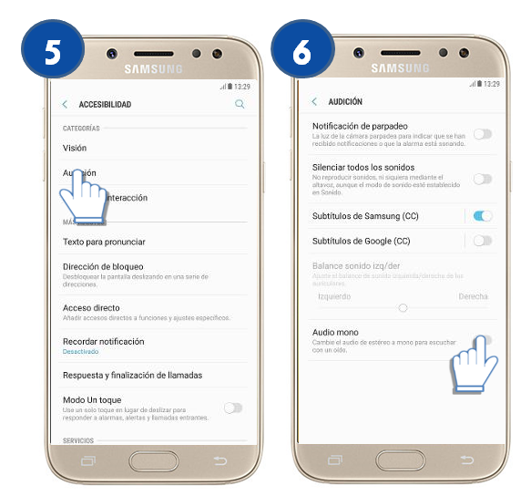Galaxy J5 Pro - ¿Qué es y cómo utilizar el audio mono o estéreo?