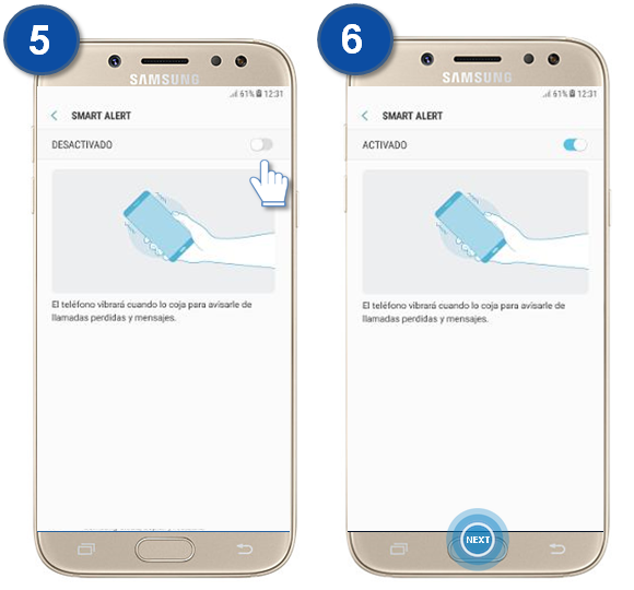 Galaxy J5 Pro - ¿Qué es y cómo usar la función Smart alert?