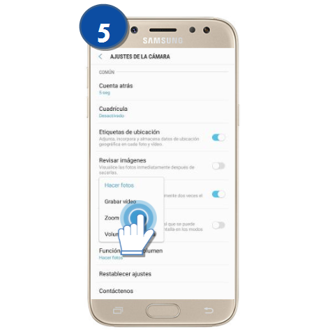 Galaxy J5 Pro - ¿Cómo asignar una función de la cámara al botón de volumen?