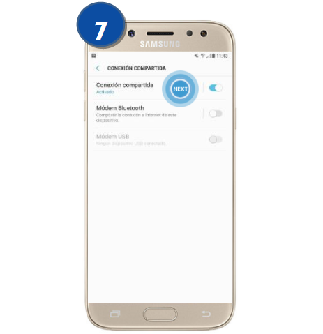 Galaxy J5 Pro - ¿Cómo activar la función de conexión compartida (Tethering)?