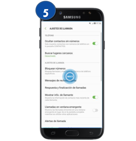 Galaxy J5 Pro - ¿Cómo mostrar contactos con número ?