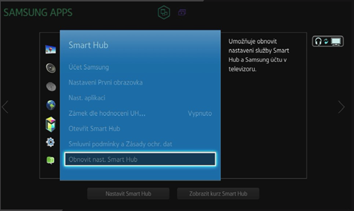Obnovit nastavení Smart Hub