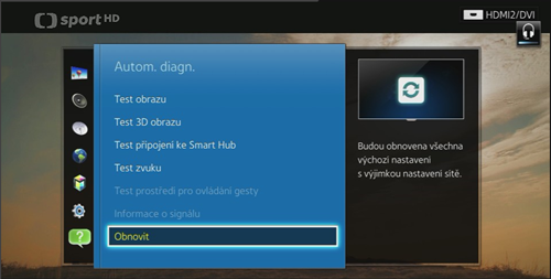 Zde vyberte možnost Obnovit
