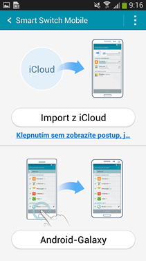 Spustite aplikáciu na starom i novom zariadení a vyberte Android-Galaxy