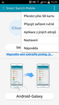 Pomocou kliknutí na ikonu "Tri bodky" sa Vám zobrazí ponuka možností
