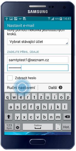 Pokud Váš poskytovatel neumožňuje automatické načtení nastavení nebo si přejete účet nastavit ručně