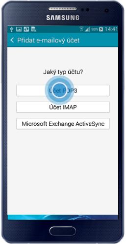 Vyberte typ e-mailového účtu, který si přejete použít