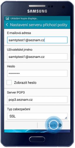 Zadejte detaily Vašeho serveru příchozí pošty