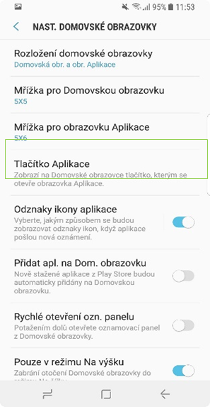 Tlačítko Aplikace
