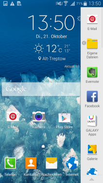 Samsung Galaxy Note 4, Funktion Multi Window, Darstellung der beiden Fenster