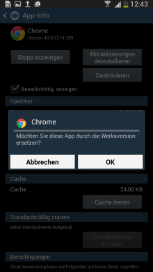 Samsung Galaxy Smartphone bis Android 5.x, Vorinstallierte Apps aktivieren/deaktivieren, Schritt 5, Deaktivieren der Anwendung