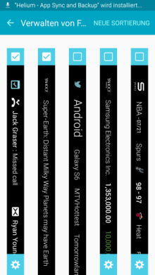 Seitenbildschirm des Galaxy s6 (edge/edge+) Funktionen, Info Stream, Verwalten von Feeds