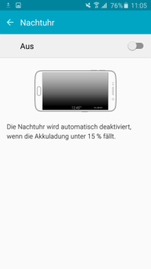 Seitenbildschirm des Galaxy s6 (edge/edge+) Funktionen, Nachtuhr aktivieren