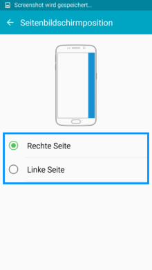 Seitenbildschirm des Galaxy s6 (edge/edge+) Funktionen, Seitenbildschirmposition einstellen