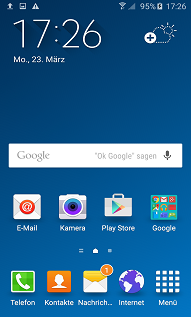 Freigabefunktion für Empfänger auf Samsung S6 Edge, Bildschirm nach unten schieben
