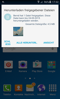 Freigabefunktion für Empfänger auf Samsung S6 Edge, Alle herunterladen