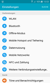 Tippen Sie auf NFC und Zahlung danach auf NFC und anschliessend auf den Schalter um NFC zu aktivieren