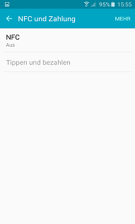 Tippen Sie auf NFC und Zahlung danach auf NFC und anschliessend auf den Schalter um NFC zu aktivieren