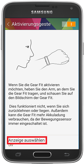 Wie richte ich die Aktivierungsgeste meiner Gear Fit ein