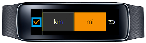 Samsung Gear Fit, Profil erstellen, Schritt 7, Maßeinheit auswählen