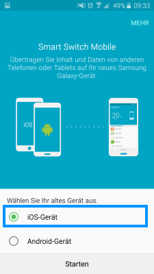 Wie übertrage ich Daten von einem iOS-Gerät zu meinem Samsung Smartphone mit Smart Switch?