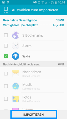 Von iOS-Gerät importieren