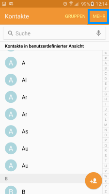 Samsung mobile, Daten mit Google-Konto sichern, Konten zusammenführen, Schritt 1, MEHR auswählen
