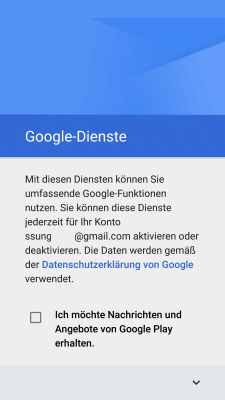 Samsung Smartphone, Google Konto einrichten, Schritt 10, Angebote von Google Play annehmen oder ablehnen