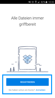 Öffnen Sie zunächst den Cloud-Dienst, melden Sie sich ggf. mit Ihren Zugangsdaten an und aktivieren Sie die Funktion zum Hochladen