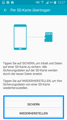Wie kann ich mit Smart Switch meine Daten auf die SD-Karte sichern
