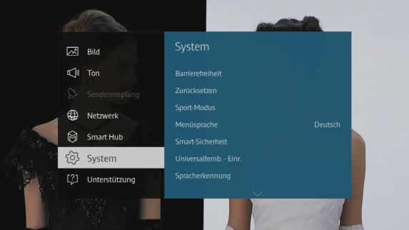 Energiesparfunktionen meines Smart TV`s der J-Serie, Schritt 3, System auswählen