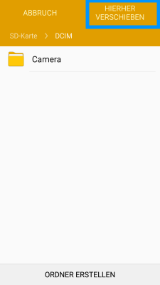 Samsung Smartphone, Speichern von Daten von internen Speicher auf SD-Karte, Schritt 9, hierher verschieben klicken