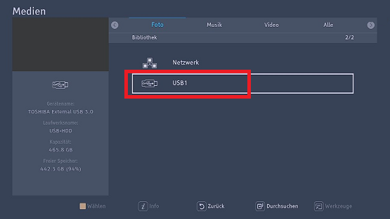 USB-Speichergerät auswählen