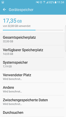 Samsung Galaxy Smartphone, Funktonalitäten Smart Manager, Gerätespeicher Details anzeigen