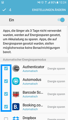 App-Optimierung Funktion auf Samsung Galaxy, Einstellungen ändern