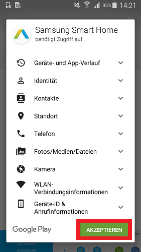 Tippen Sie im Pop-up-Fenster auf Akzeptieren