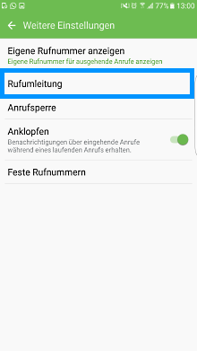 Mailbox bei Samsung Galaxy Smartphone einstellen, Anrufe umleiten