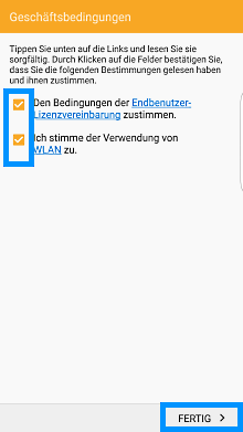 Smartphone mit Samsung Gear 360 verbinden, Geschäftsbedingungen akzeptieren