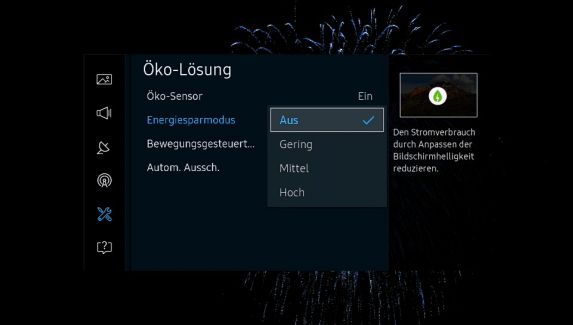 Samsung Smart-TV, Energiesparmodus aus